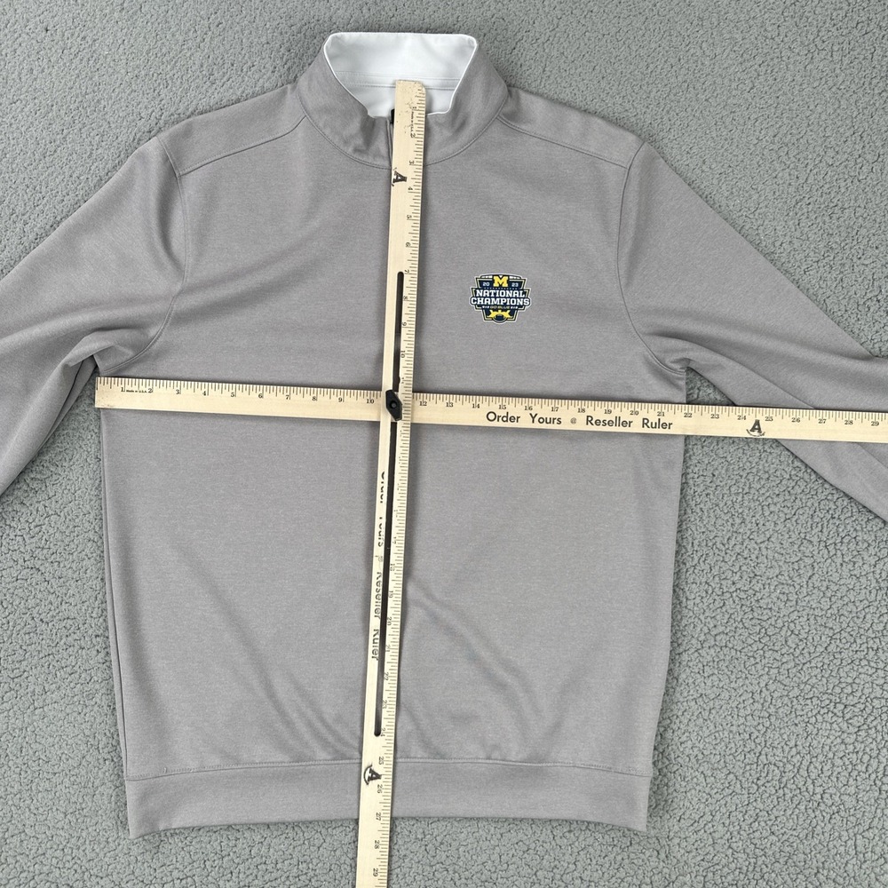 Johnnie-O Michigan Wolverines 2023 National Champs 1/4 Zip Men Medium Grey - Picture 6 of 16